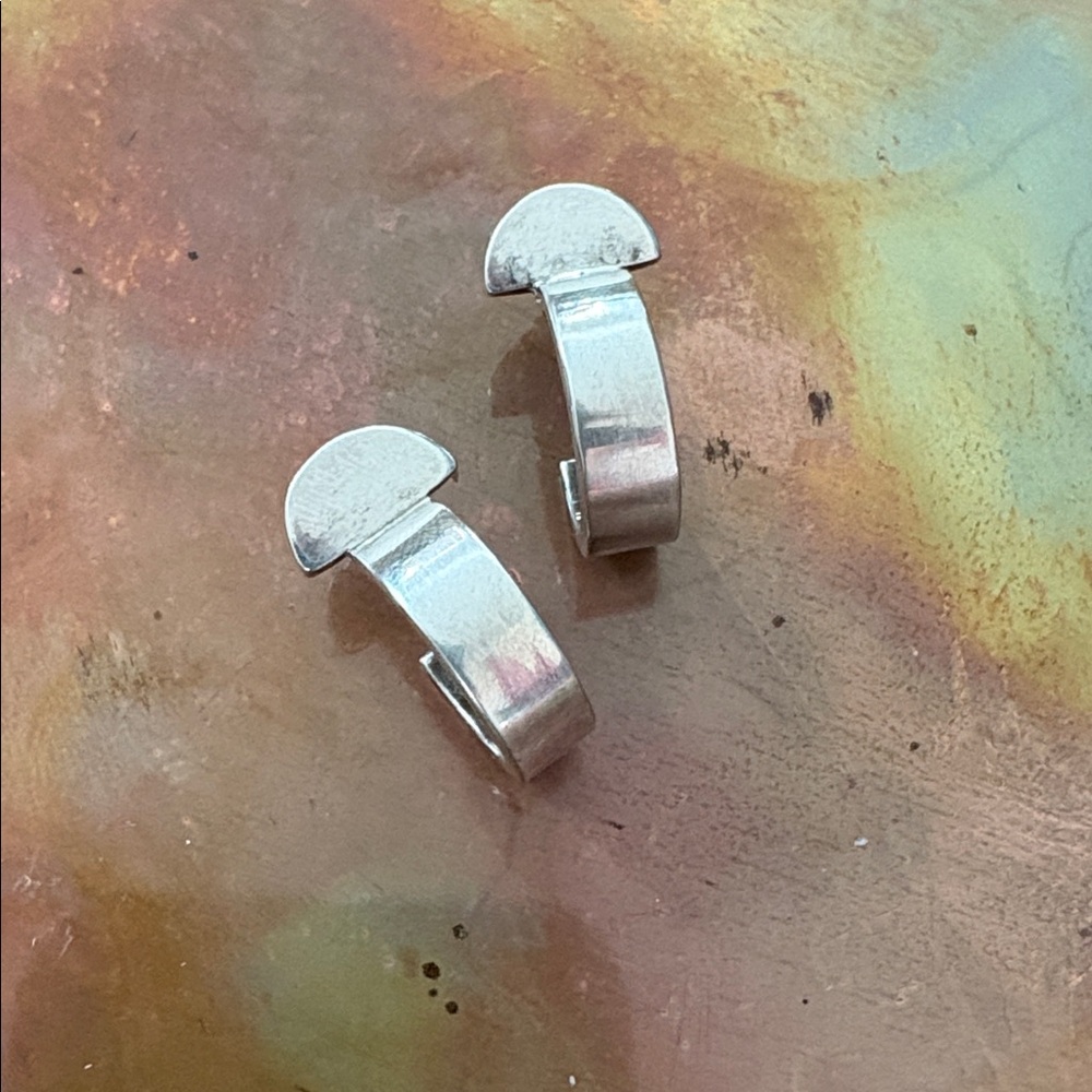 Modern Solid Sterling Silver Half Hoop Earrings - image 6